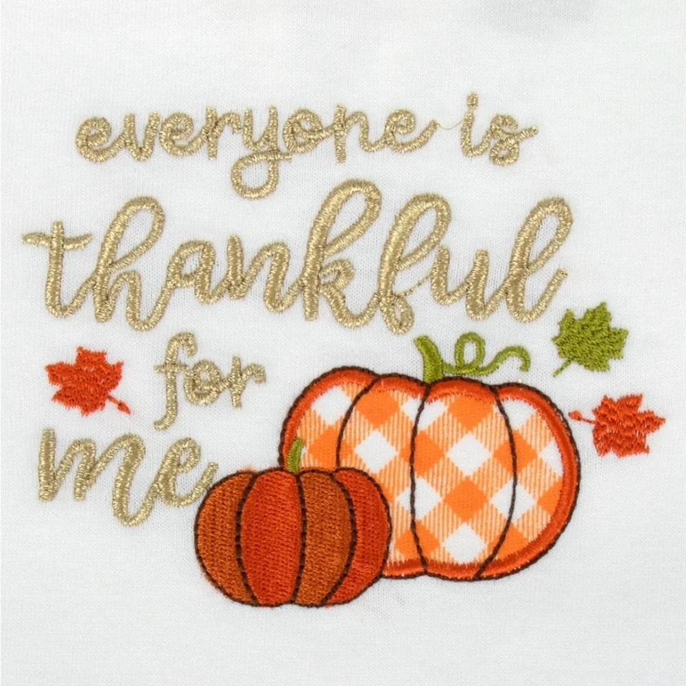 Thanksgiving Baby Outfit Set - Orange & White